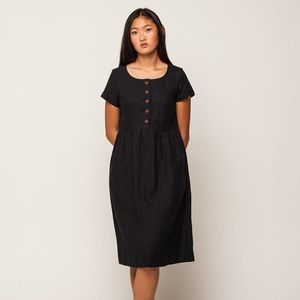Pyne & Smith Model No.11 Midi Dress in Black Linen